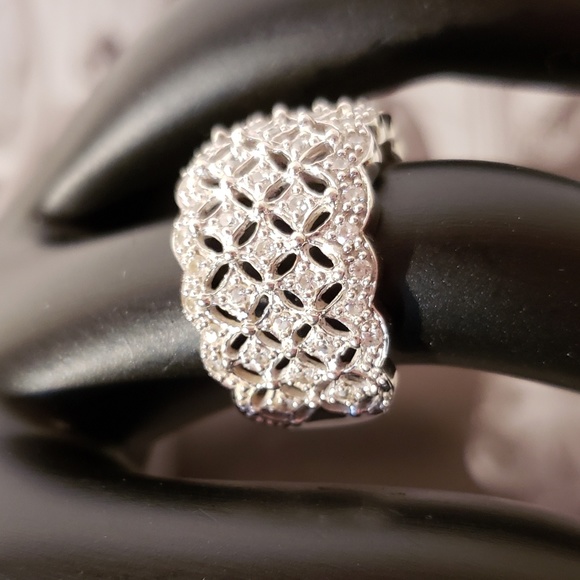 Vintage 1990s Diamonique CZ Band Ring - Picture 1 of 5